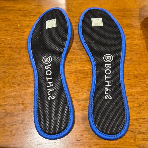 Rothy’s Black Flats Blue Trim Round Toe Slip On Balletcore Comfort Shoes US 7.5 - Picture 4 of 7